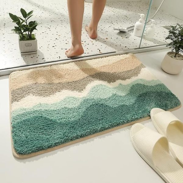Roseate Wave Super Soft Anti Skid (40x60 cm) Super Absorbent Mats Microfibre   (Pack of 1)