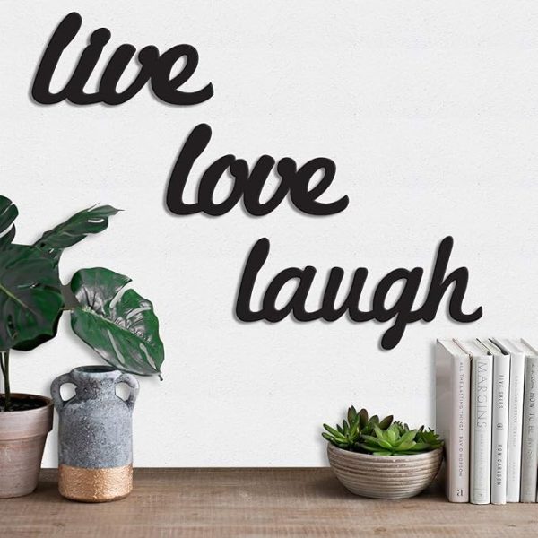 Live Love Laugh Plaque Painted Cutout Ready To Hang Home Decor Wall Art,  Black