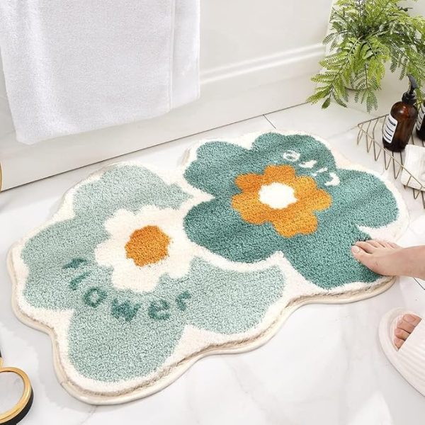 Twin Roseate Little Flower Super Soft Anti Skid (40x60 cm) Super Absorbent  Floor Mat Pack of 1