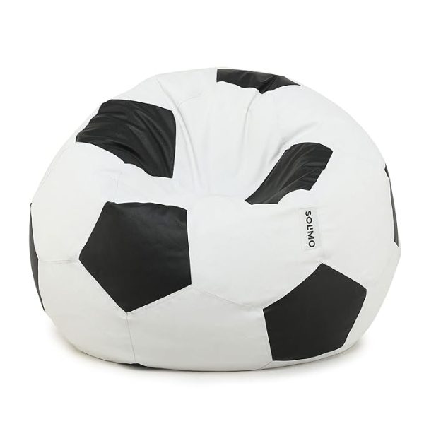Faux Leather Bean Bag Cover Without Beans (White & Black) - Faux Leather