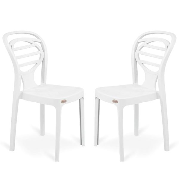Plastic Chair | Armless Chair For Dining Room | Bearing Capacity 120 Kgs |   (Milky White)| Set Of 2 Chairs