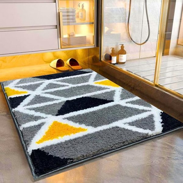 Roseate Mosaic Super Soft (40x60 cm) Bath Mat Super Absorbent Anti-Skid Door Mats (Grey) Pack of 1