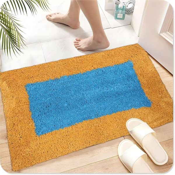 Orange Absorbent Door Mat for Indoor Entrancex Non Slip Mat for Front Door Entryway,  55x35cm Rectangular