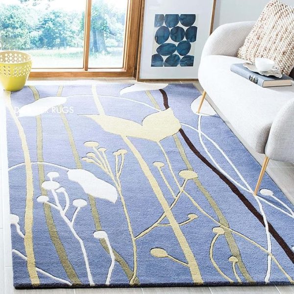 AQUWA BLUE Handmade California Premium Collection Tufted Pure  Size 5 x 8 feet 150x240 Cm