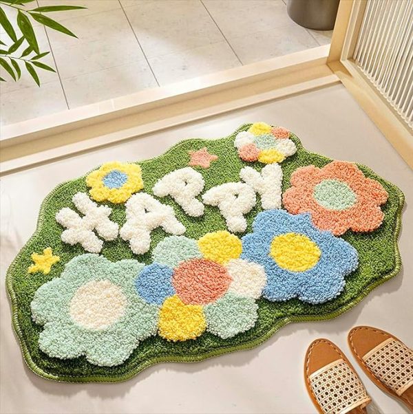 Super Soft Anti-Skid (40x60 cm) Super Absorbent Mats Microfiber  Door Mats for Home/Floor Mat (Green) Pack of 1