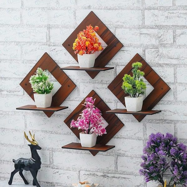 Wooden Wall Shelf Shelves Art Hanging Decor for Wall Diwali Decoration Items Home Decor